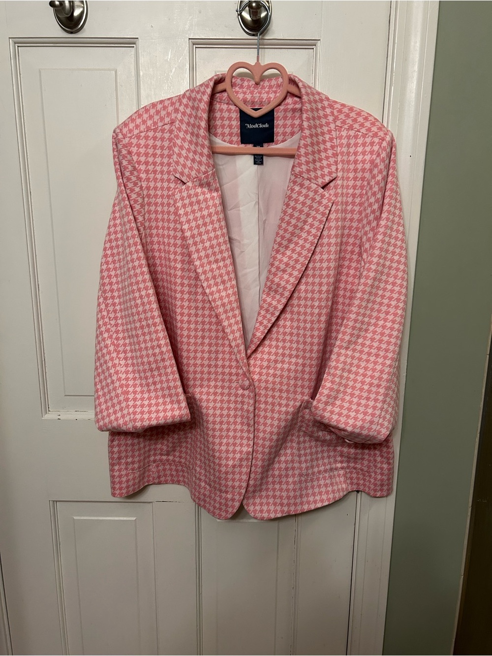 NWT Modcloth Pink Houndstooth Blazer and Pant (2X&3X)